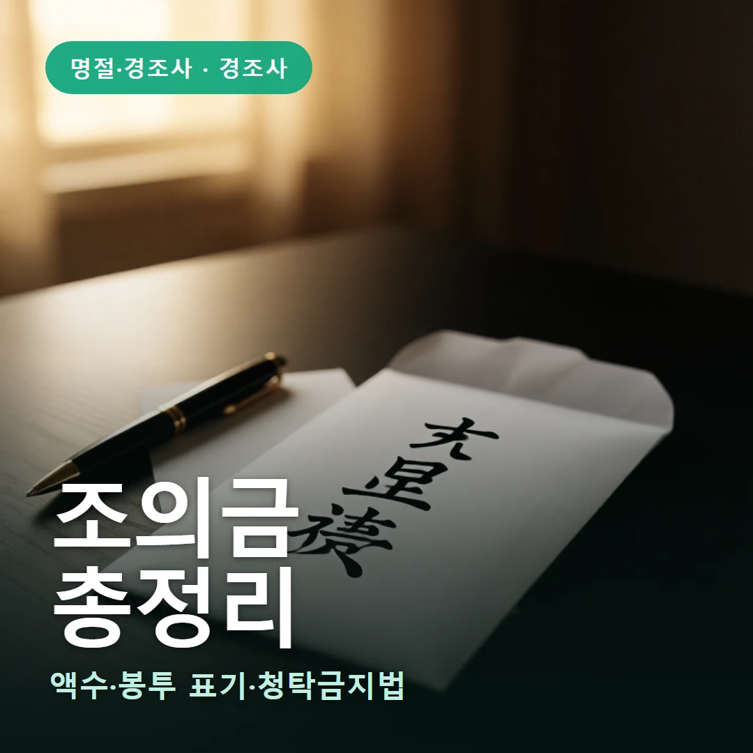 조의금 요약 표지 — 액수·봉투 표기·청탁금지법