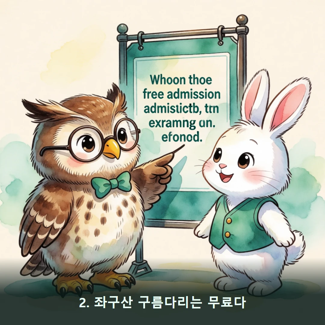 웹툰 2컷 — 2. 좌구산 구름다리는 무료다