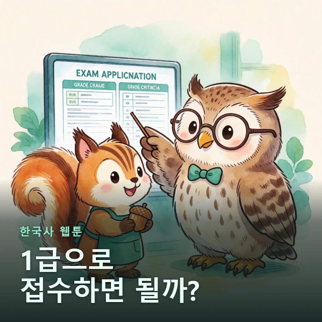 한국사 웹툰 표지 — 1급으로 접수하면 될까?
