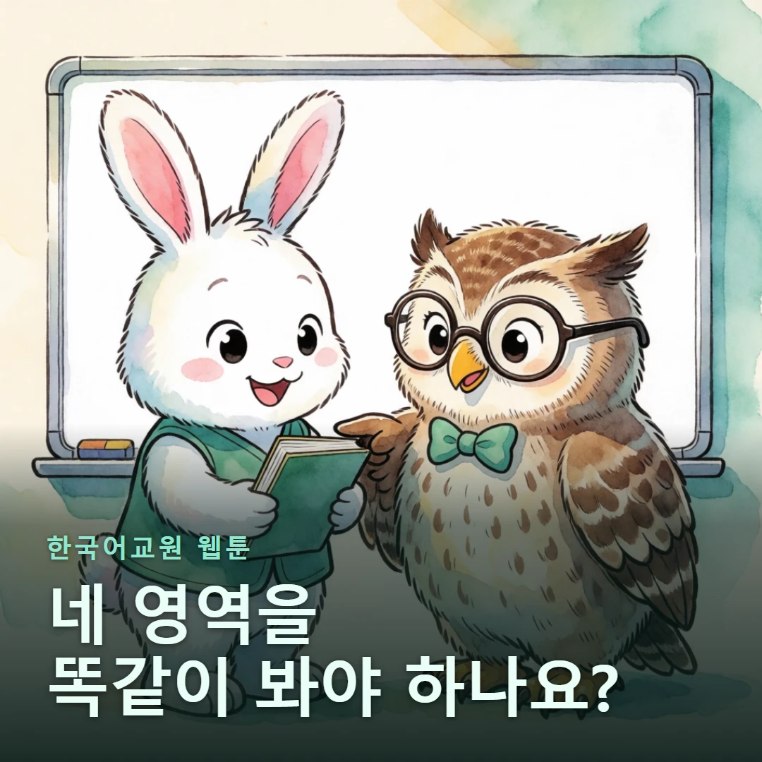 한국어교원 웹툰 표지 — 네 영역을 똑같이 봐야 하나요?