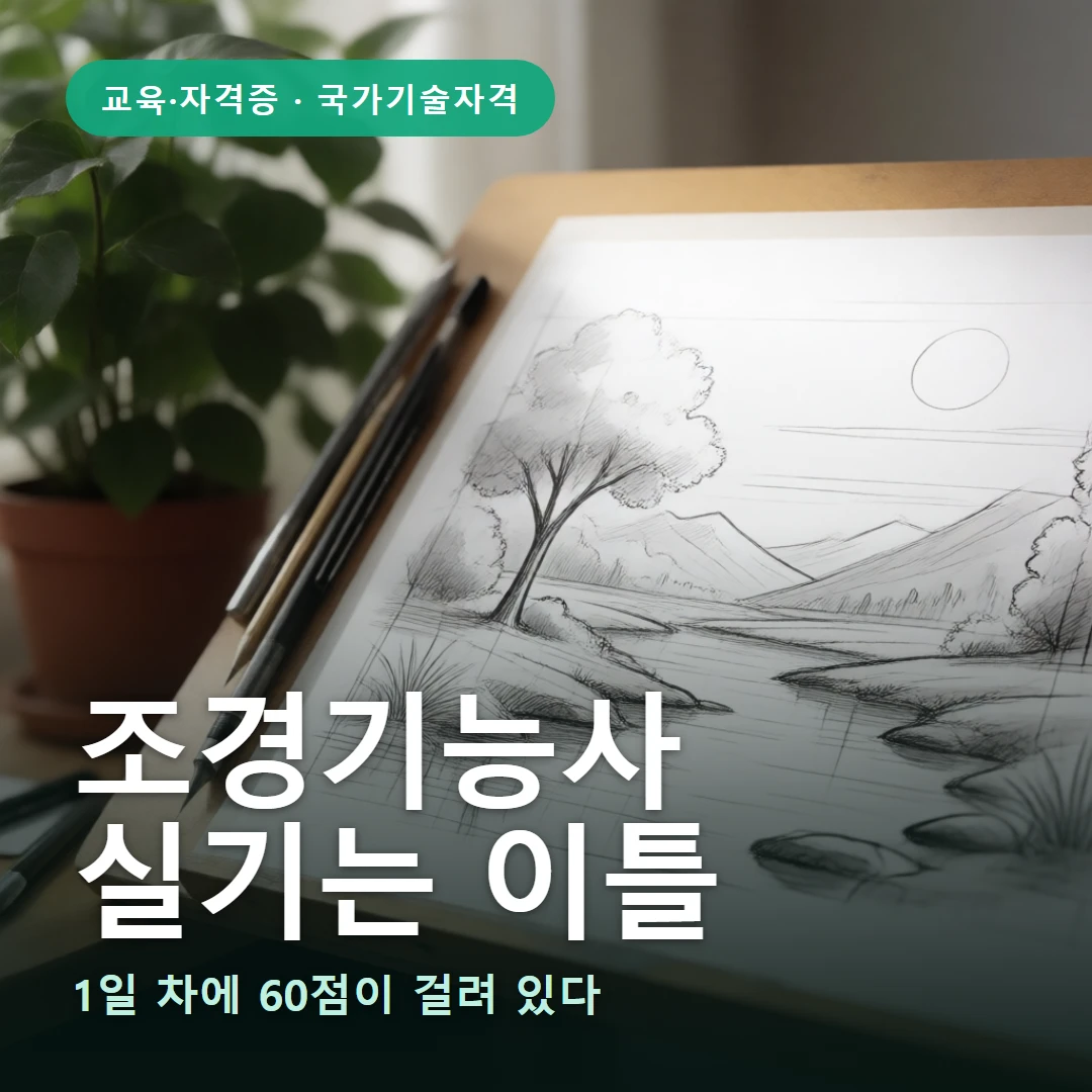 조경기능사 요약 표지 — 1일 차에 60점이 걸려 있다