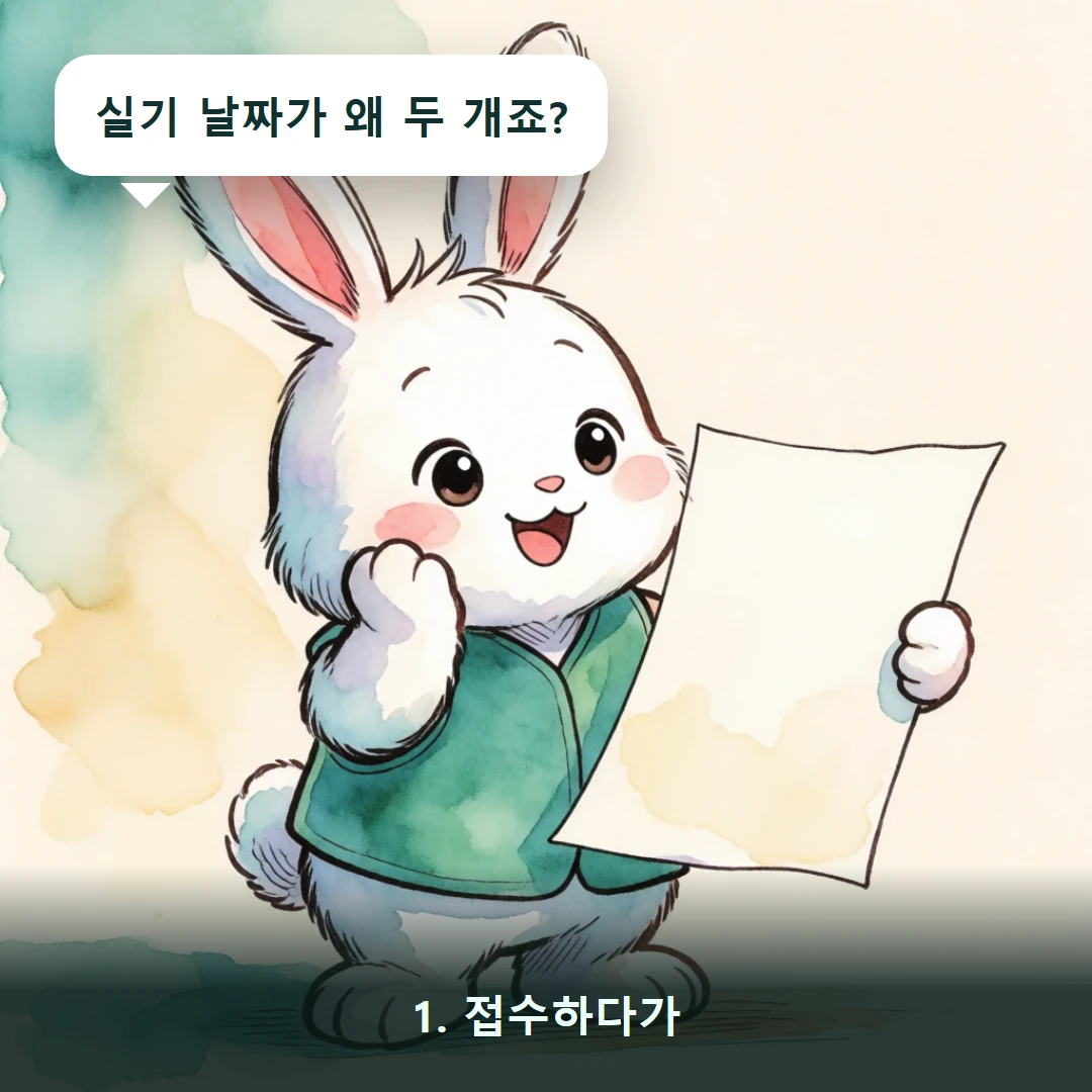 웹툰 1컷 — 1. 접수하다가 (실기 날짜가 왜 두 개죠?)