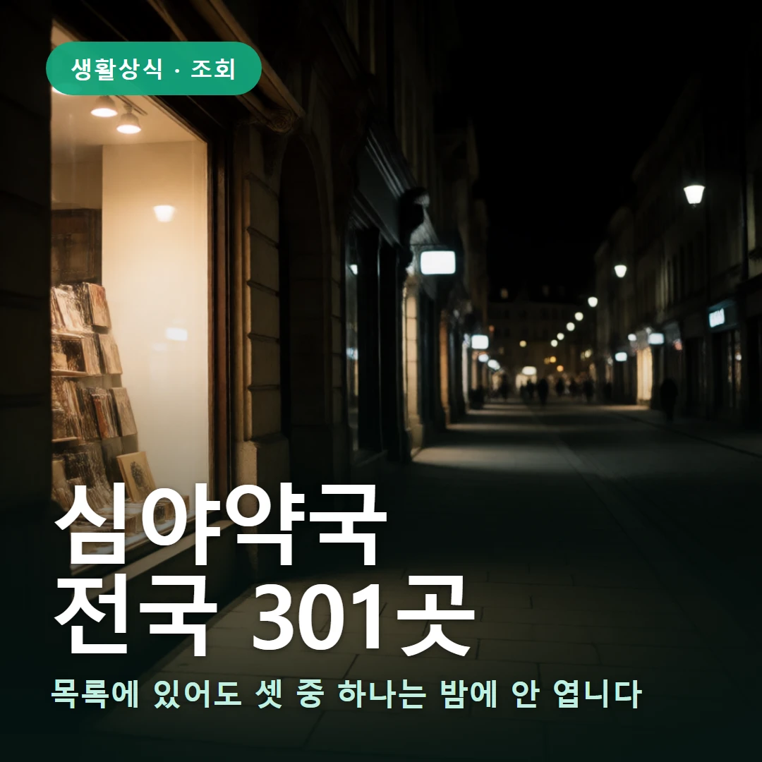 심야약국 요약 표지 — 목록에 있어도 셋 중 하나는 밤에 안 엽니다
