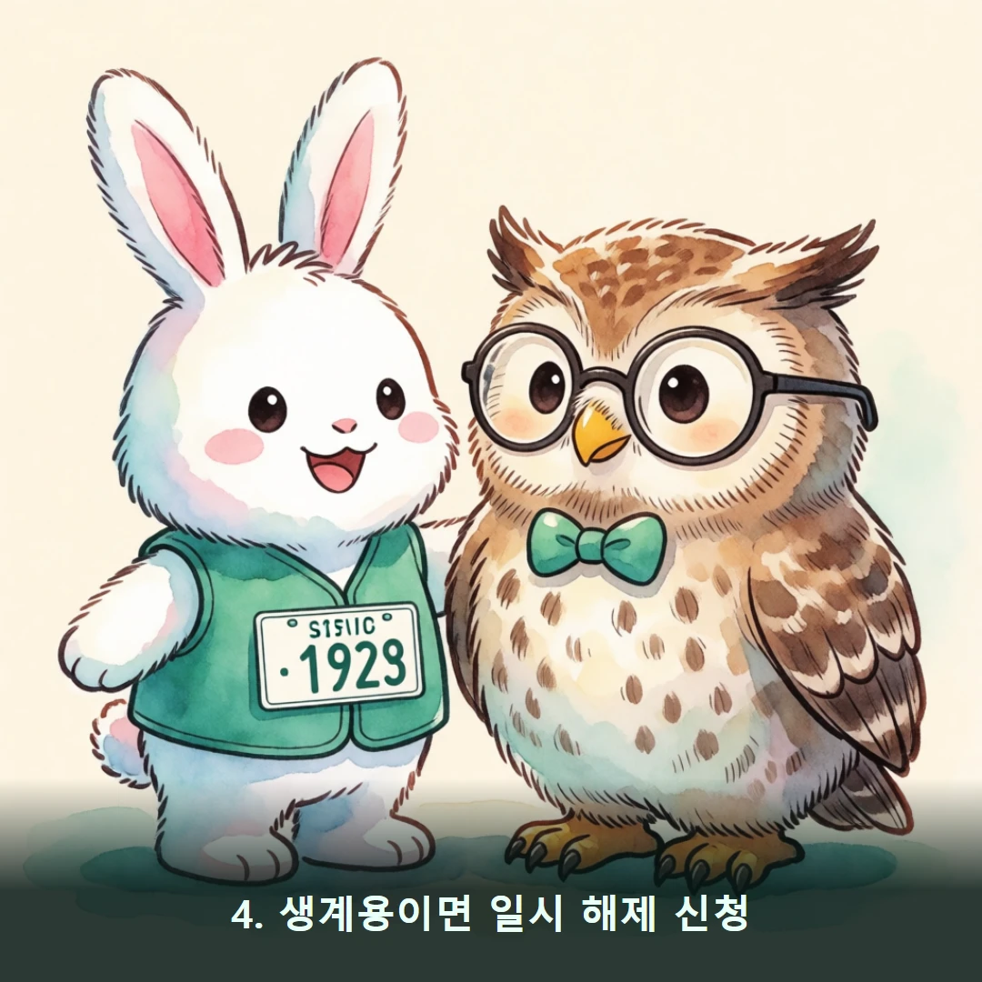 웹툰 4컷 — 4. 생계용이면 일시 해제 신청