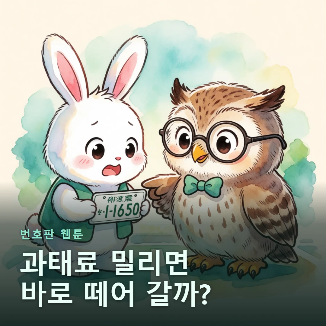 번호판 웹툰 표지 — 과태료 밀리면 바로 떼어 갈까?