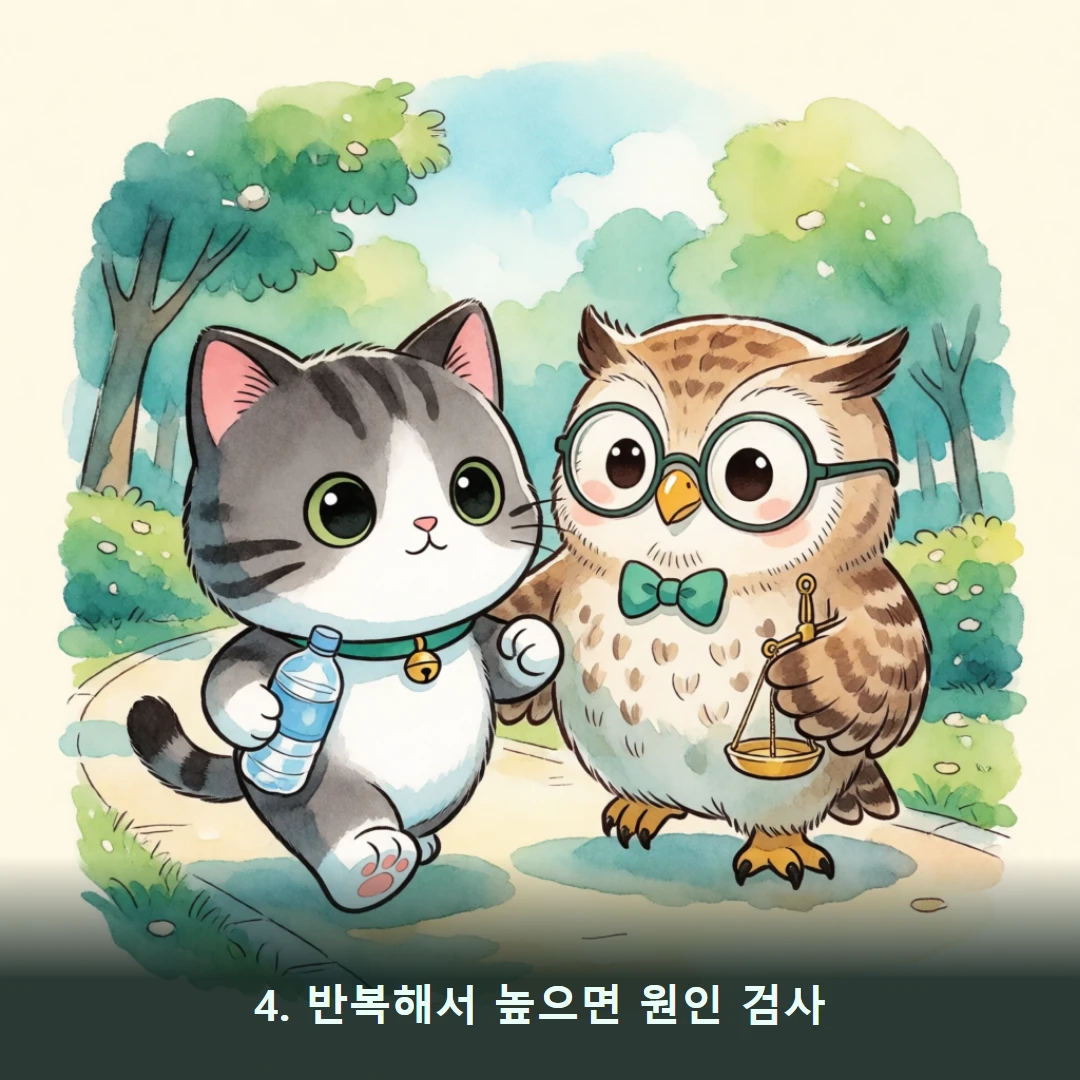 웹툰 4컷 — 4. 반복해서 높으면 원인 검사