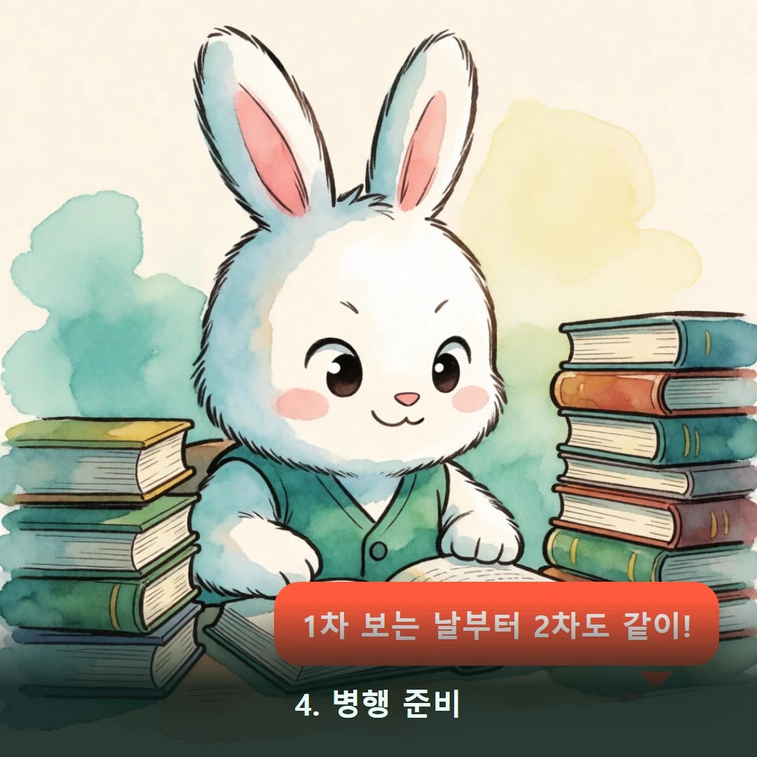 웹툰 4컷 — 4. 병행 준비 (1차 보는 날부터 2차도 같이!)