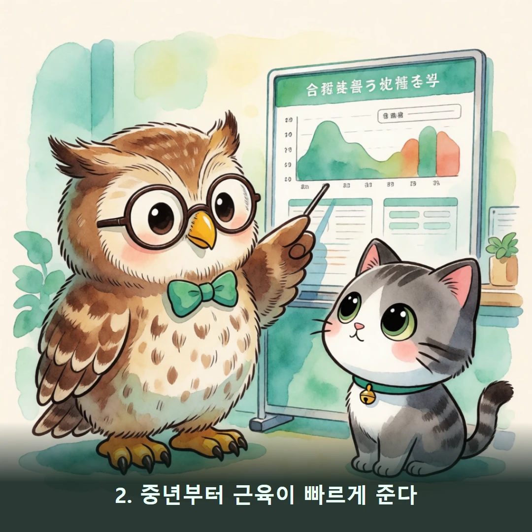 웹툰 2컷 — 2. 중년부터 근육이 빠르게 준다