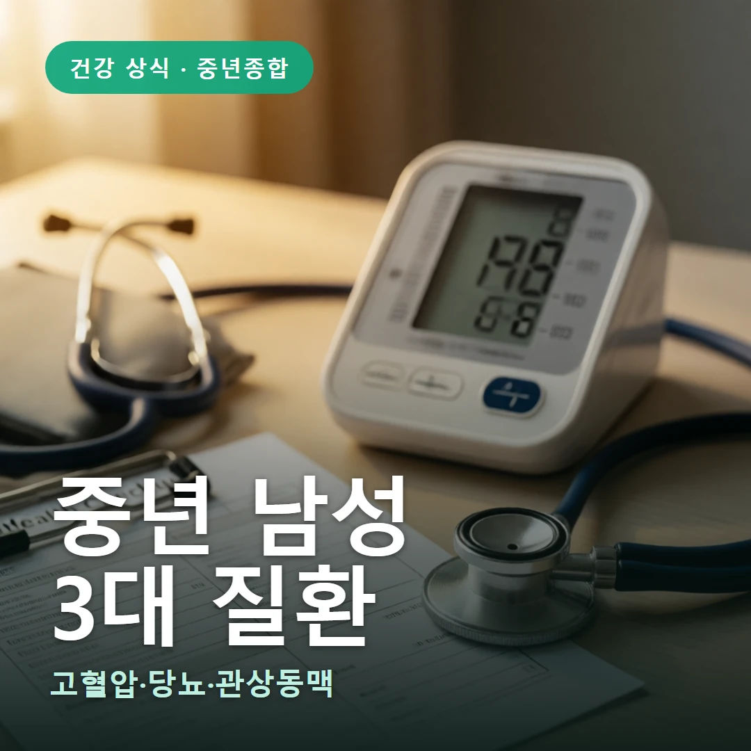 중년 남성 요약 표지 — 고혈압·당뇨·관상동맥