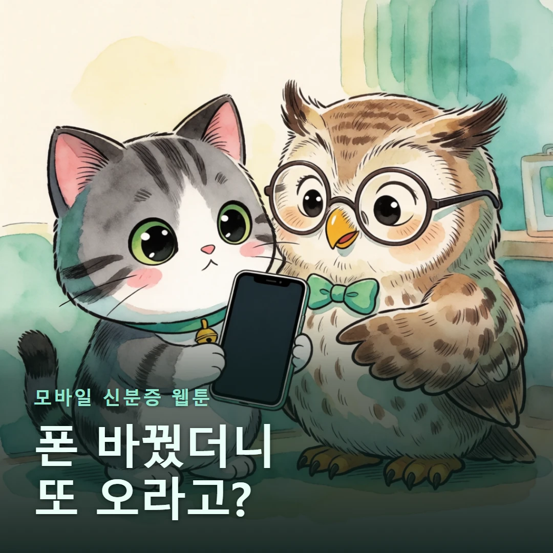 모바일 신분증 웹툰 표지 — 폰 바꿨더니 또 오라고?