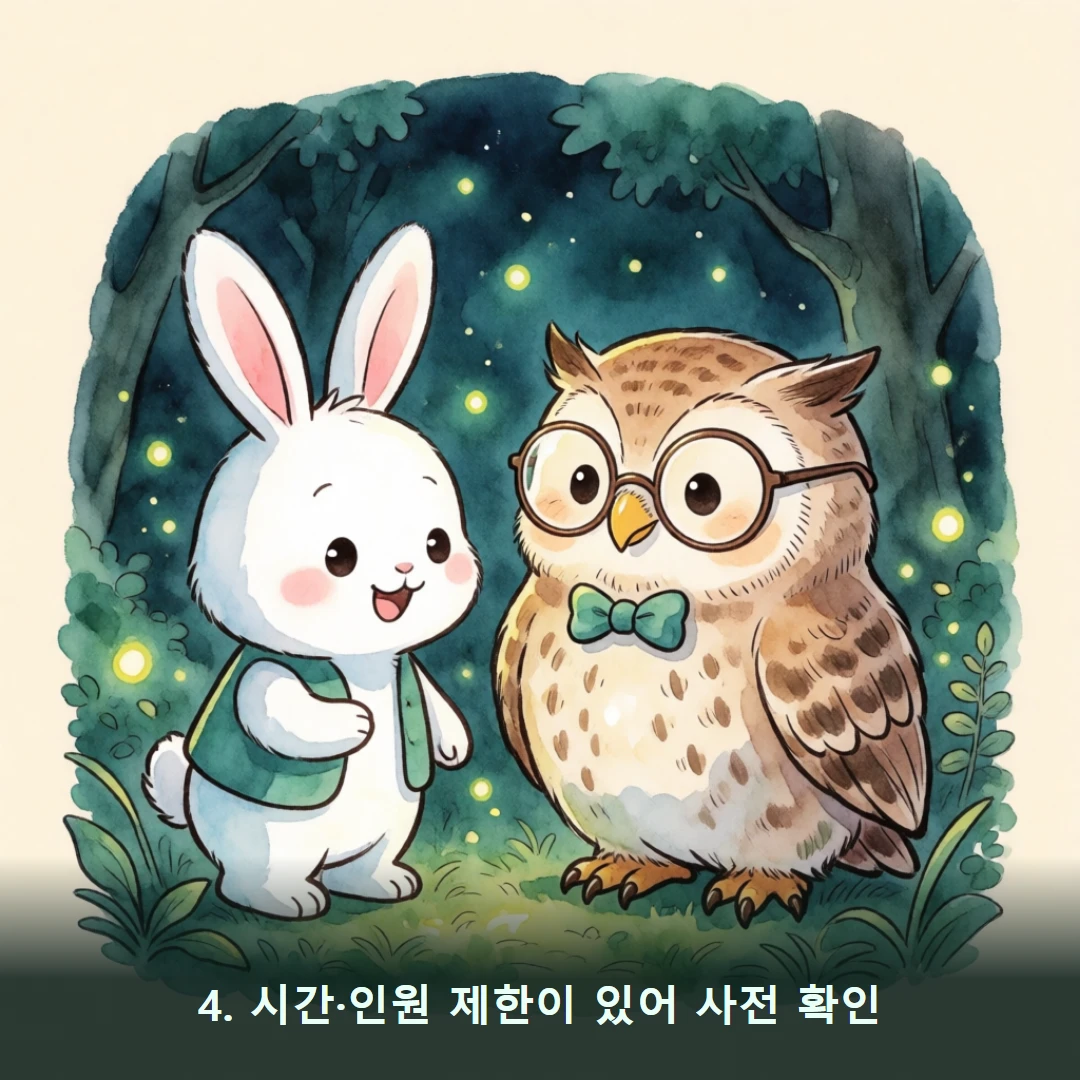 웹툰 4컷 — 4. 시간·인원 제한이 있어 사전 확인