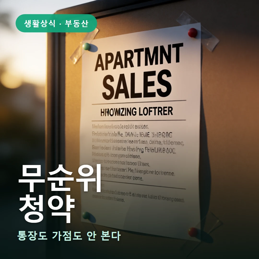 무순위 요약 표지 — 통장도 가점도 안 본다