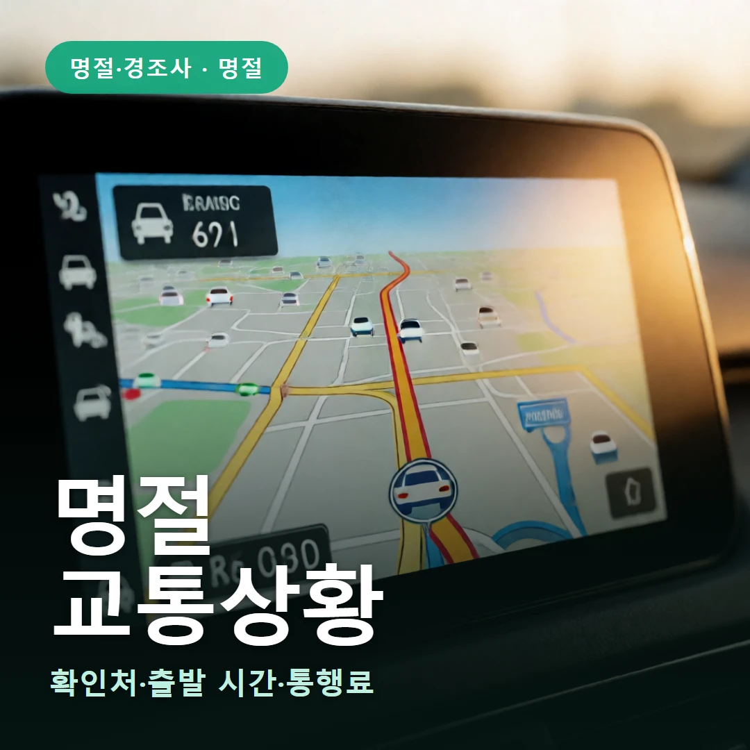 명절 요약 표지 — 확인처·출발 시간·통행료