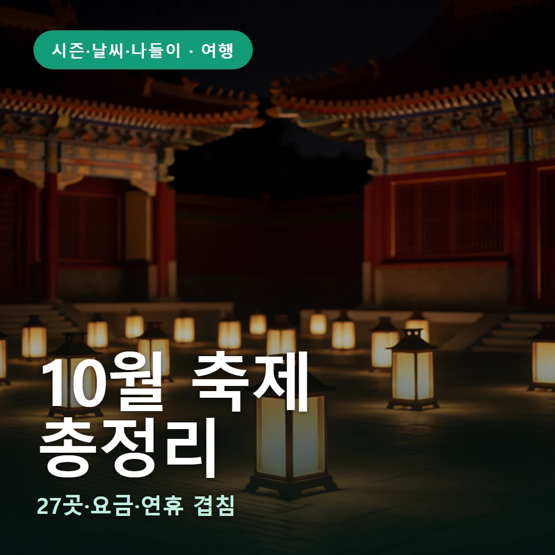 10월 축제 요약 표지 — 27곳·요금·연휴 겹침