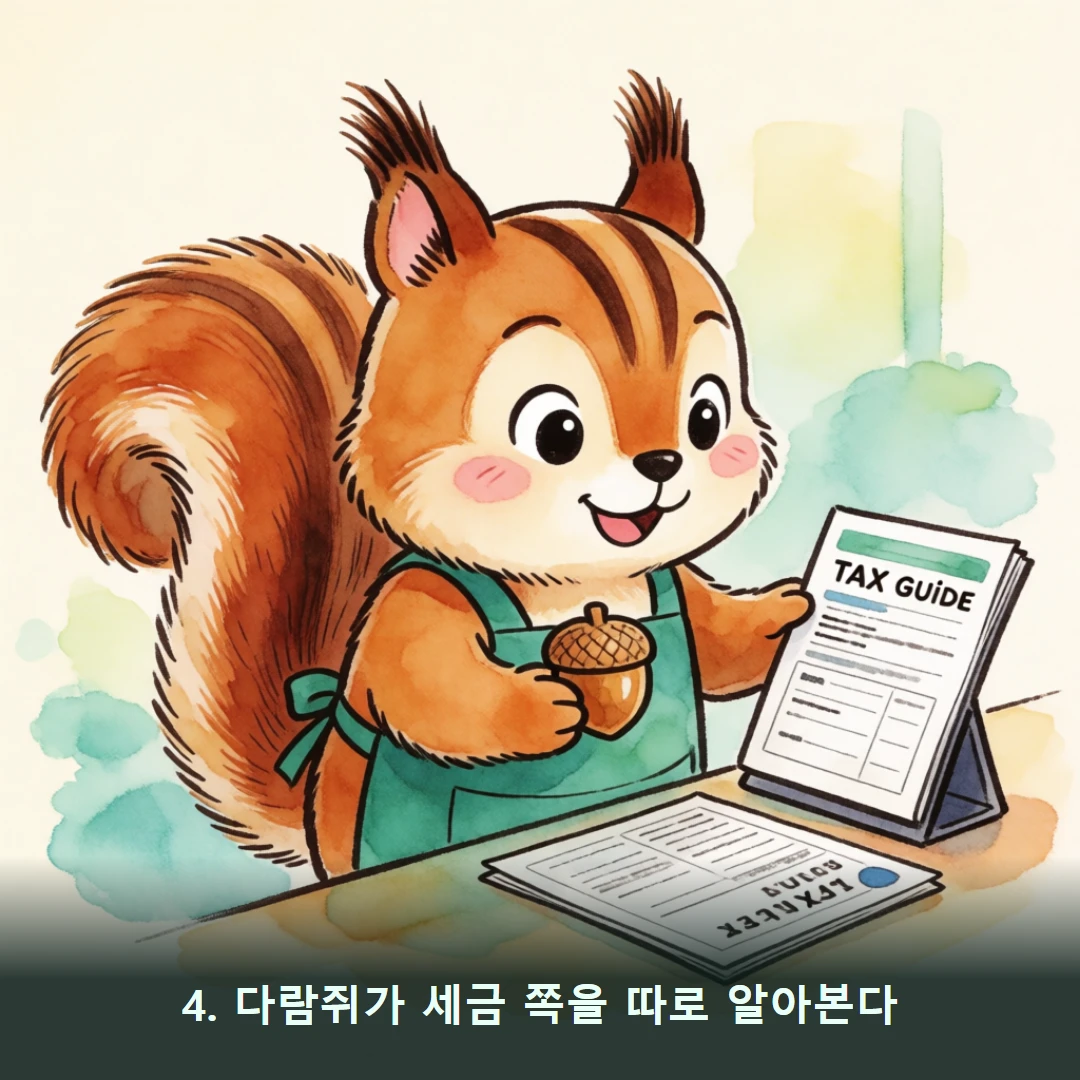 웹툰 4컷 — 4. 다람쥐가 세금 쪽을 따로 알아본다