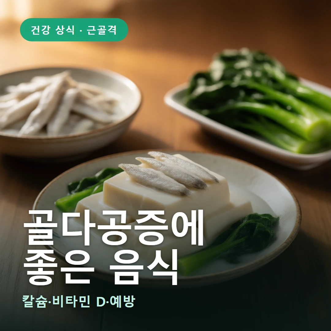 골다공증에 요약 표지 — 칼슘·비타민 D·예방