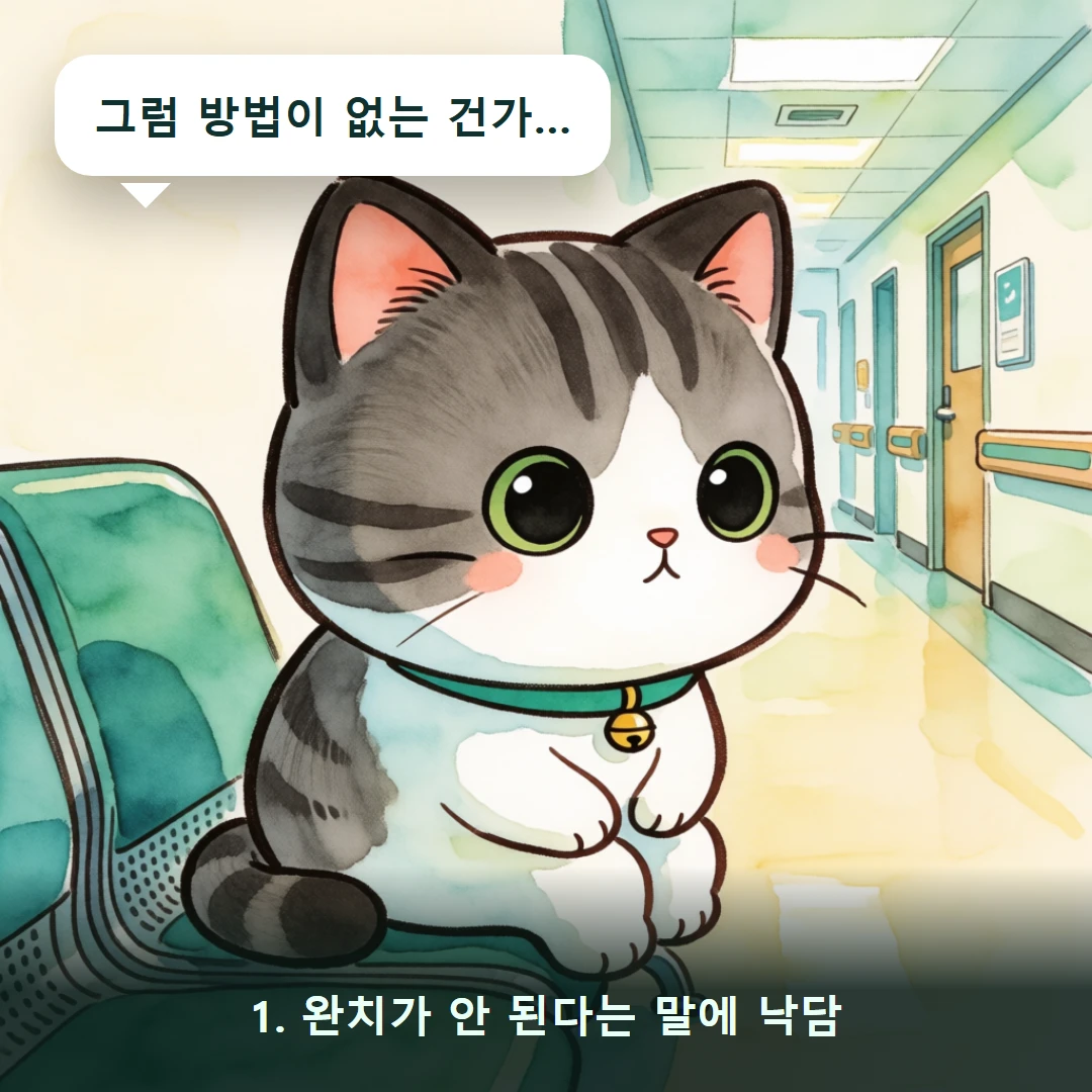 웹툰 1컷 — 1. 완치가 안 된다는 말에 낙담 (그럼 방법이 없는 건가…)
