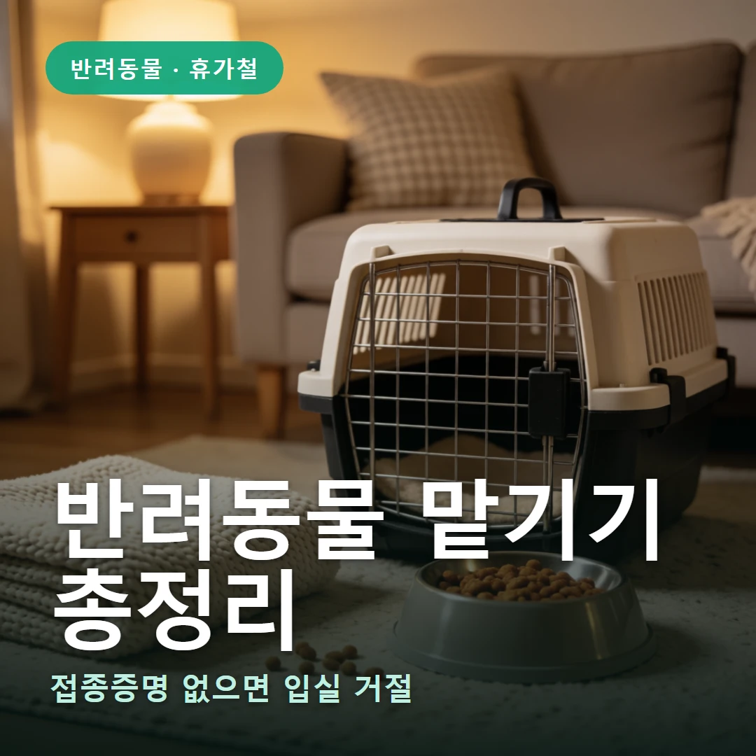 반려동물 맡기기 요약 표지 — 접종증명 없으면 입실 거절