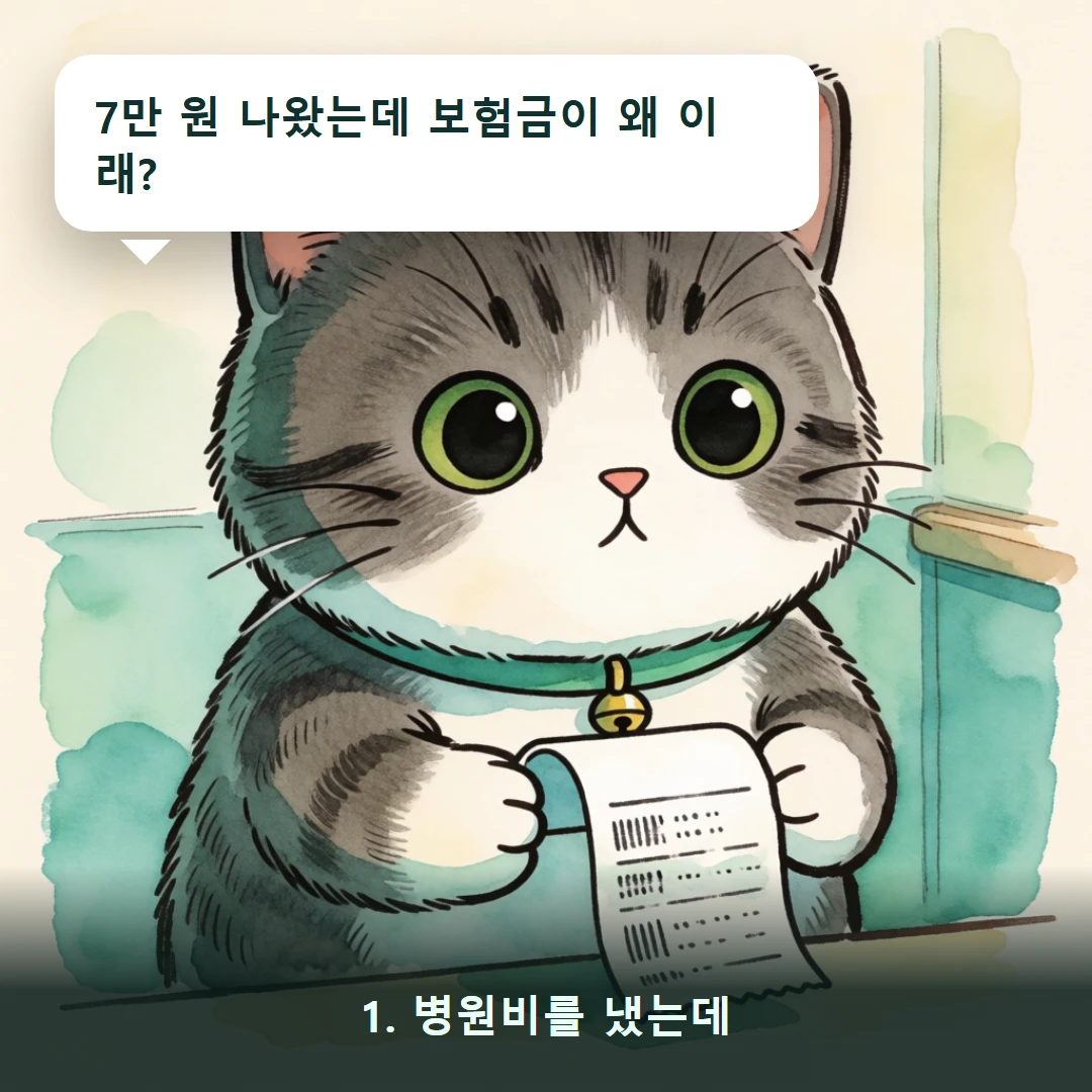 웹툰 1컷 — 1. 병원비를 냈는데 (7만 원 나왔는데 보험금이 왜 이래?)