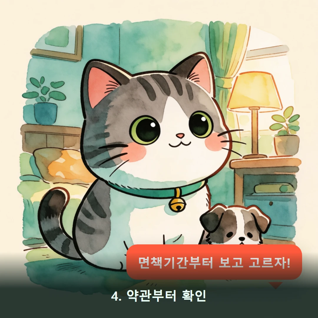 웹툰 4컷 — 4. 약관부터 확인 (면책기간부터 보고 고르자!)