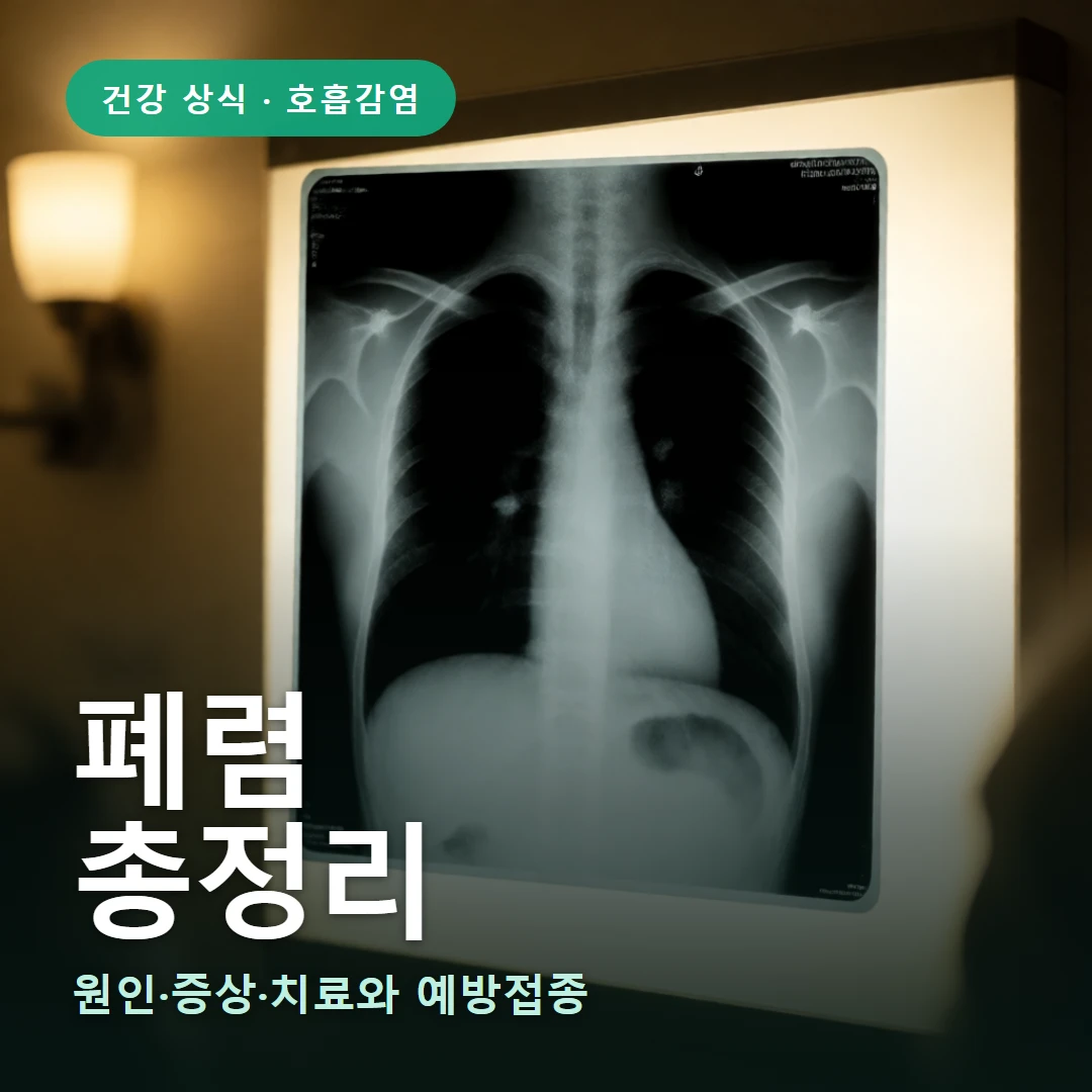 폐렴 요약 표지 — 원인·증상·치료와 예방접종