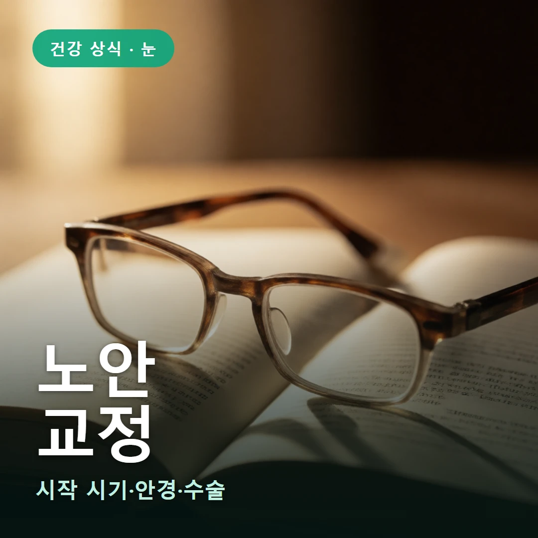 노안 요약 표지 — 시작 시기·안경·수술