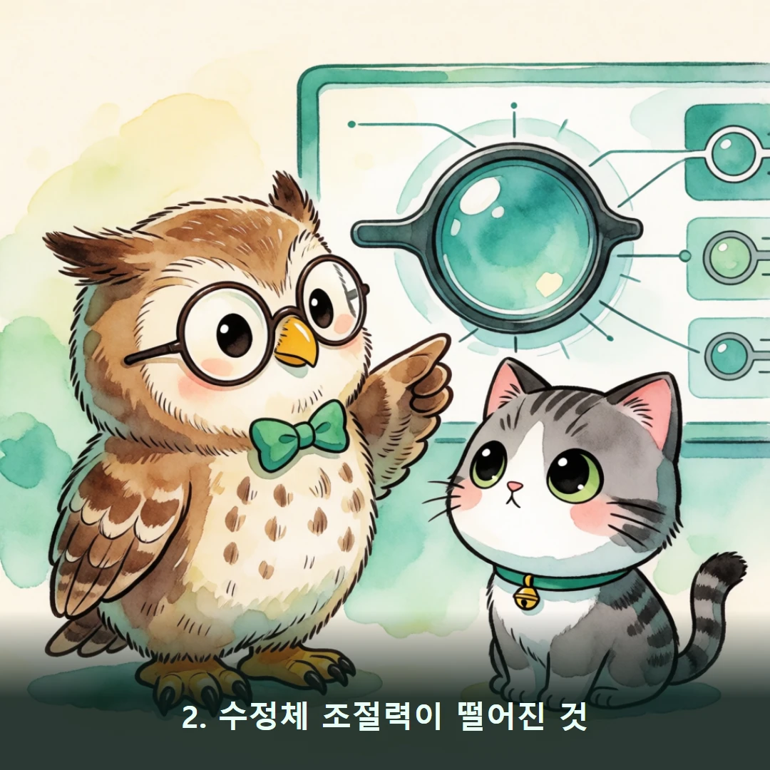 웹툰 2컷 — 2. 수정체 조절력이 떨어진 것