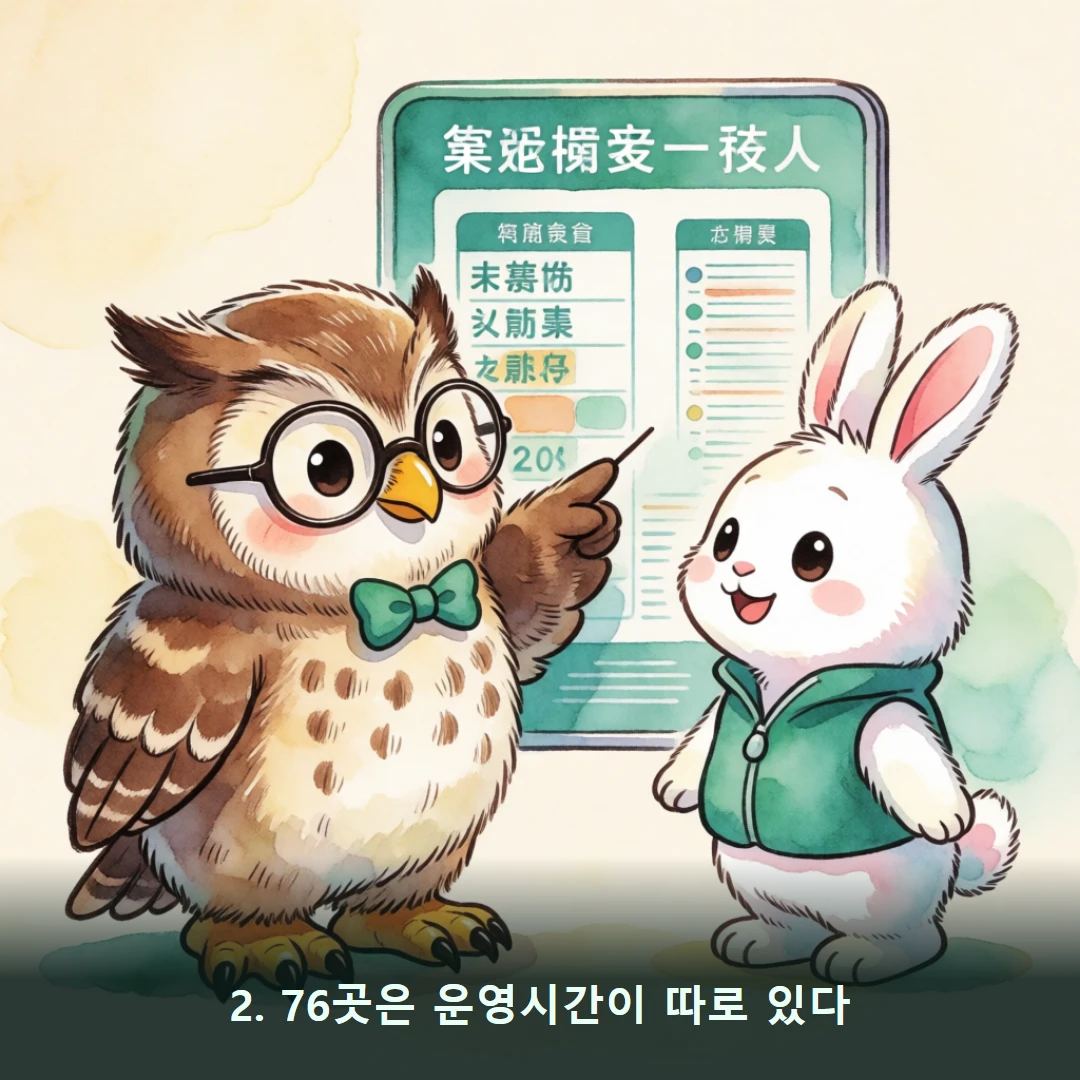 웹툰 2컷 — 2. 76곳은 운영시간이 따로 있다