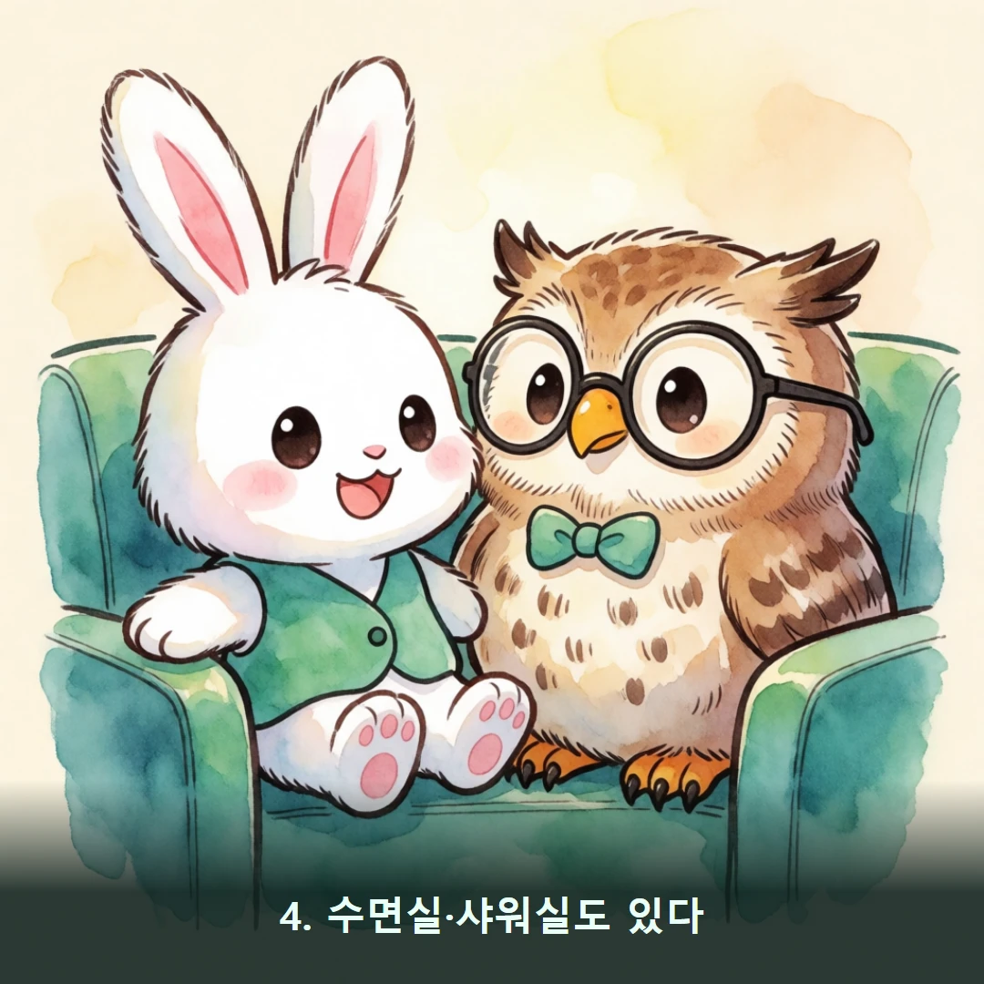 웹툰 4컷 — 4. 수면실·샤워실도 있다