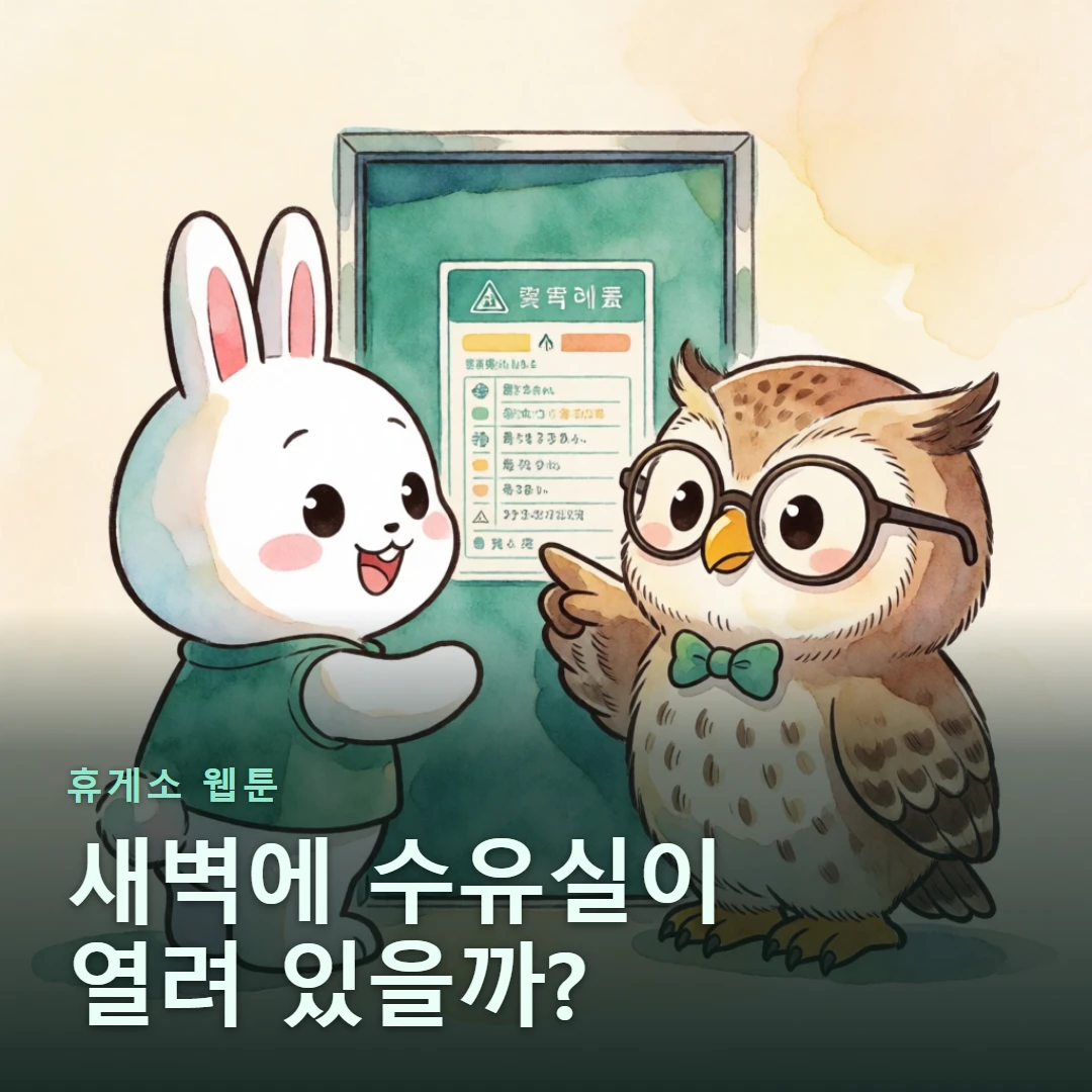 휴게소 웹툰 표지 — 새벽에 수유실이 열려 있을까?