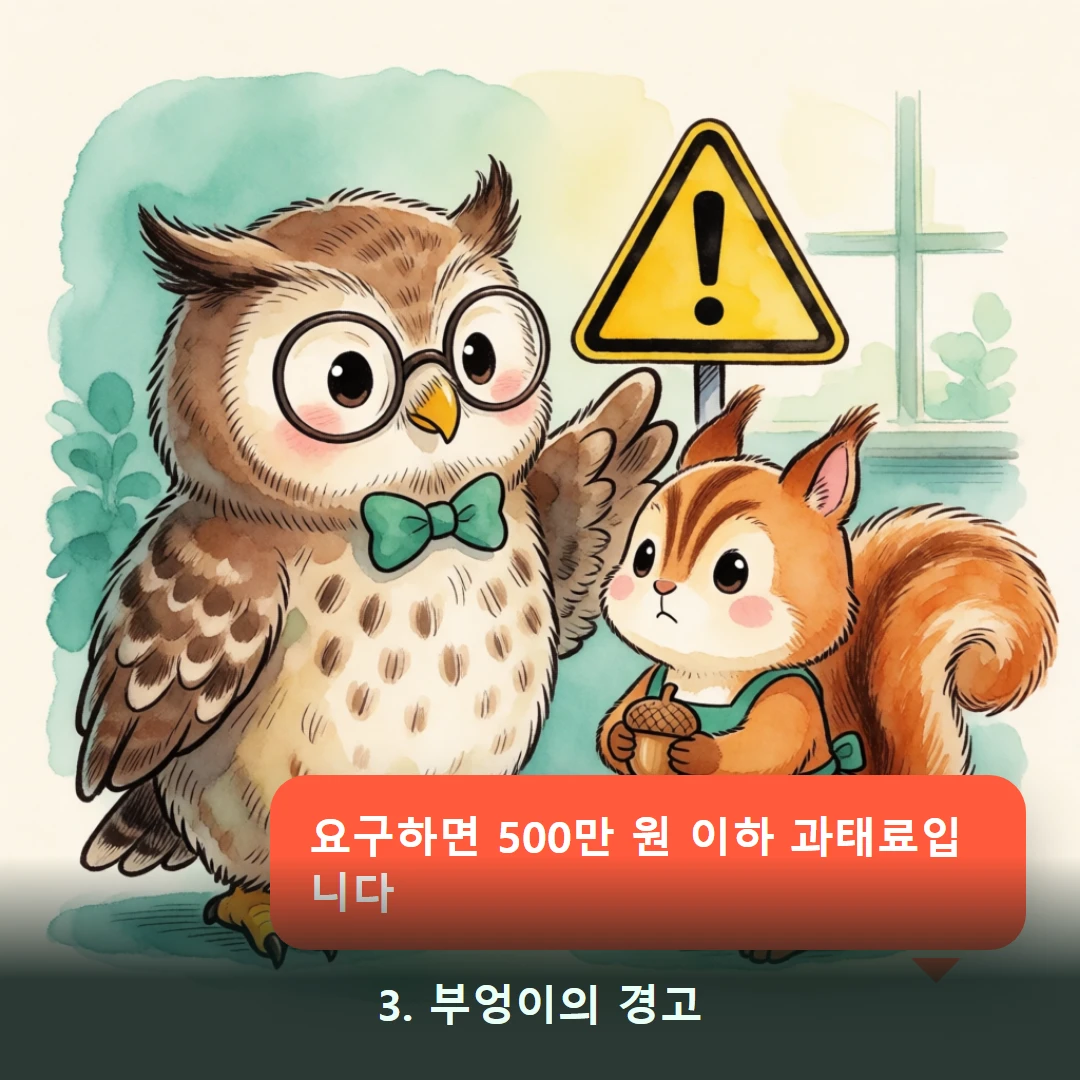 웹툰 3컷 — 3. 부엉이의 경고 (요구하면 500만 원 이하 과태료입니다)