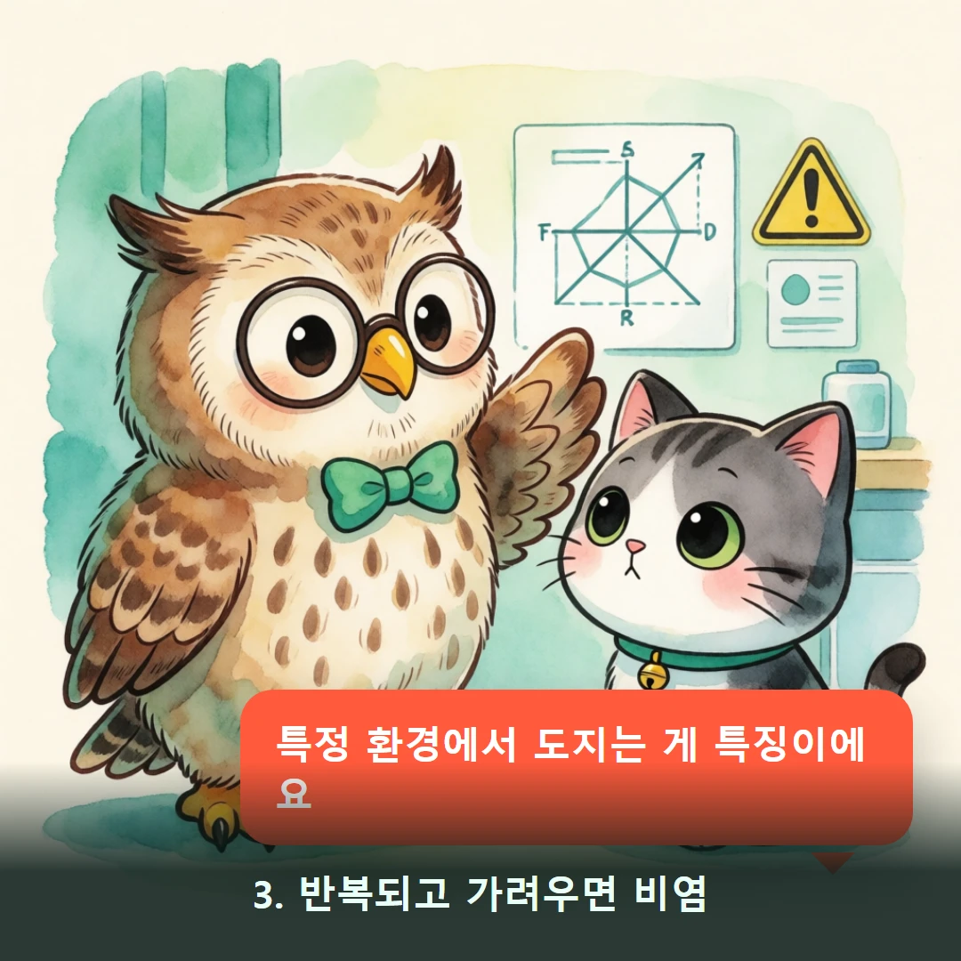 웹툰 3컷 — 3. 반복되고 가려우면 비염 (특정 환경에서 도지는 게 특징이에요)