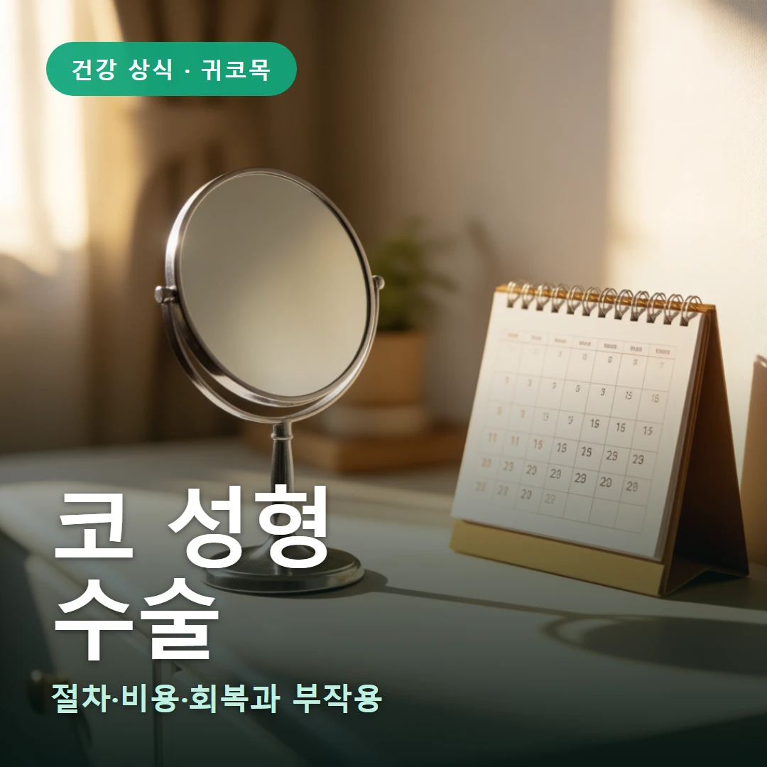코 성형 요약 표지 — 절차·비용·회복과 부작용