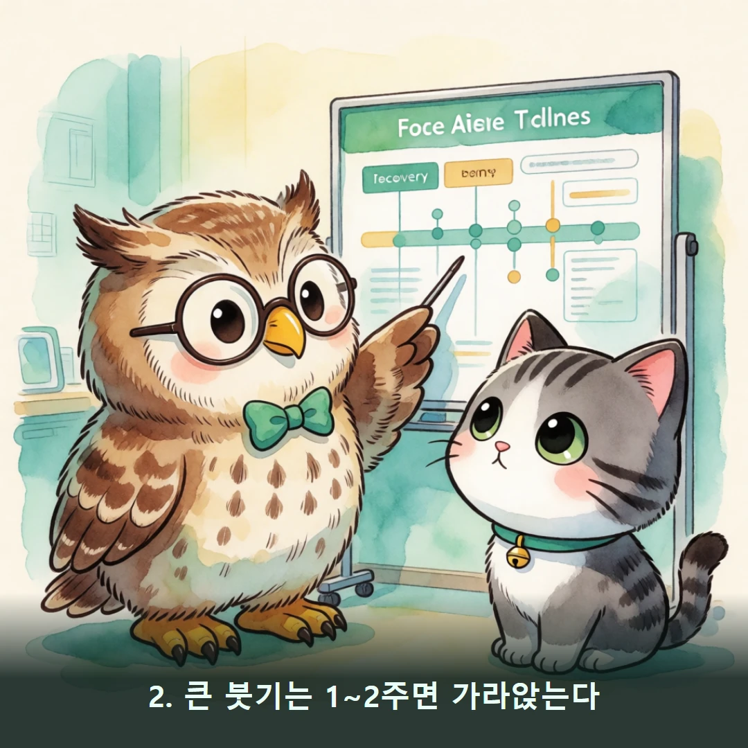 웹툰 2컷 — 2. 큰 붓기는 1~2주면 가라앉는다