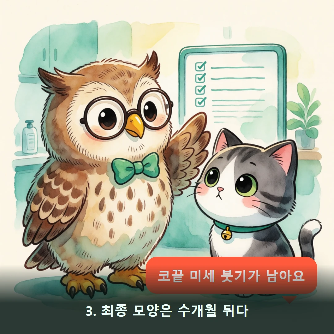 웹툰 3컷 — 3. 최종 모양은 수개월 뒤다 (코끝 미세 붓기가 남아요)