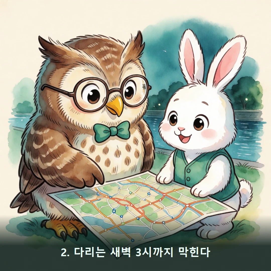웹툰 2컷 — 2. 다리는 새벽 3시까지 막힌다