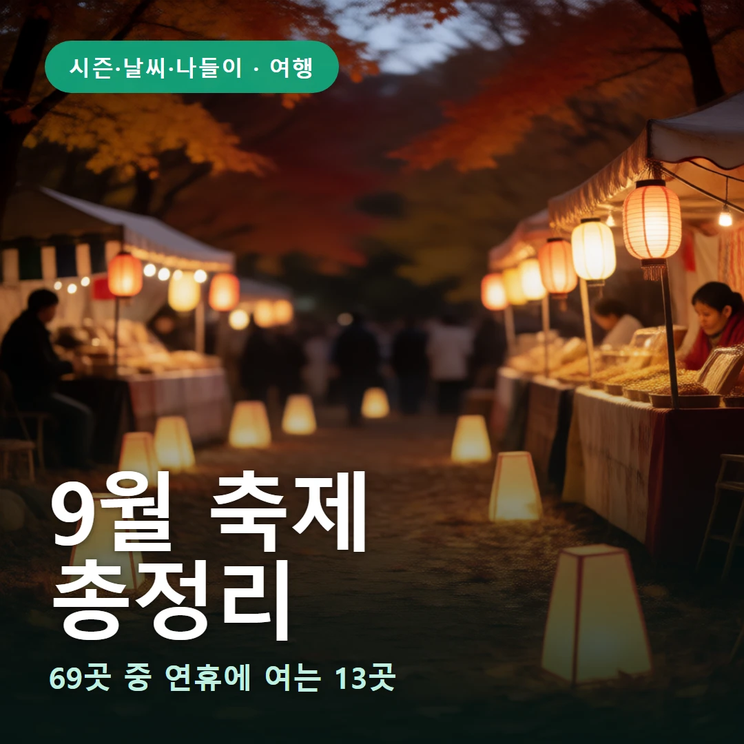 9월 축제 요약 표지 — 69곳 중 연휴에 여는 13곳