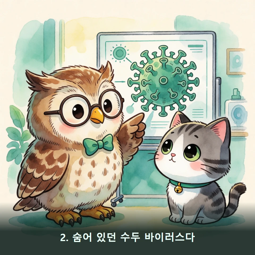 웹툰 2컷 — 2. 숨어 있던 수두 바이러스다
