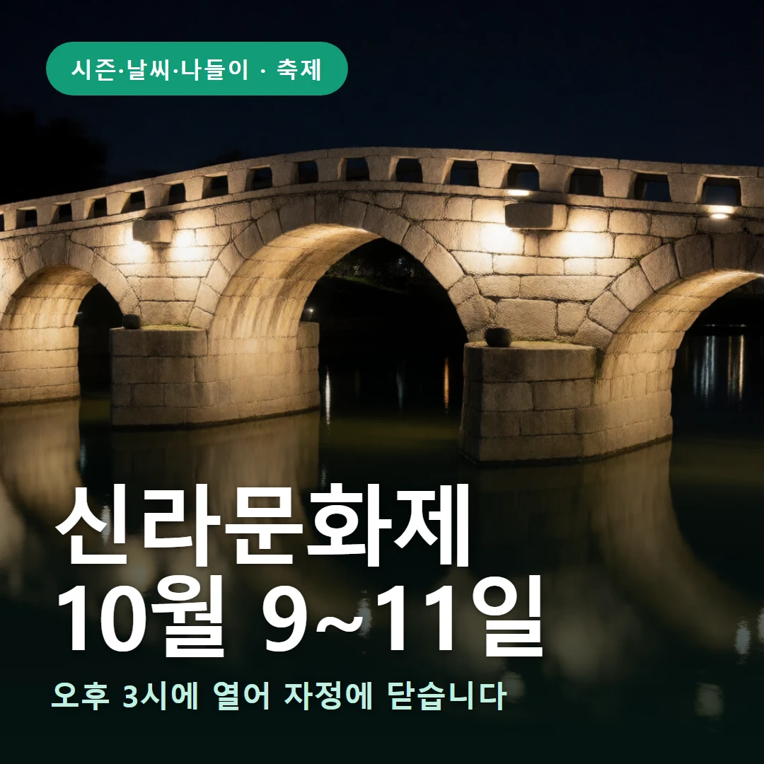 신라문화제 요약 표지 — 오후 3시에 열어 자정에 닫습니다