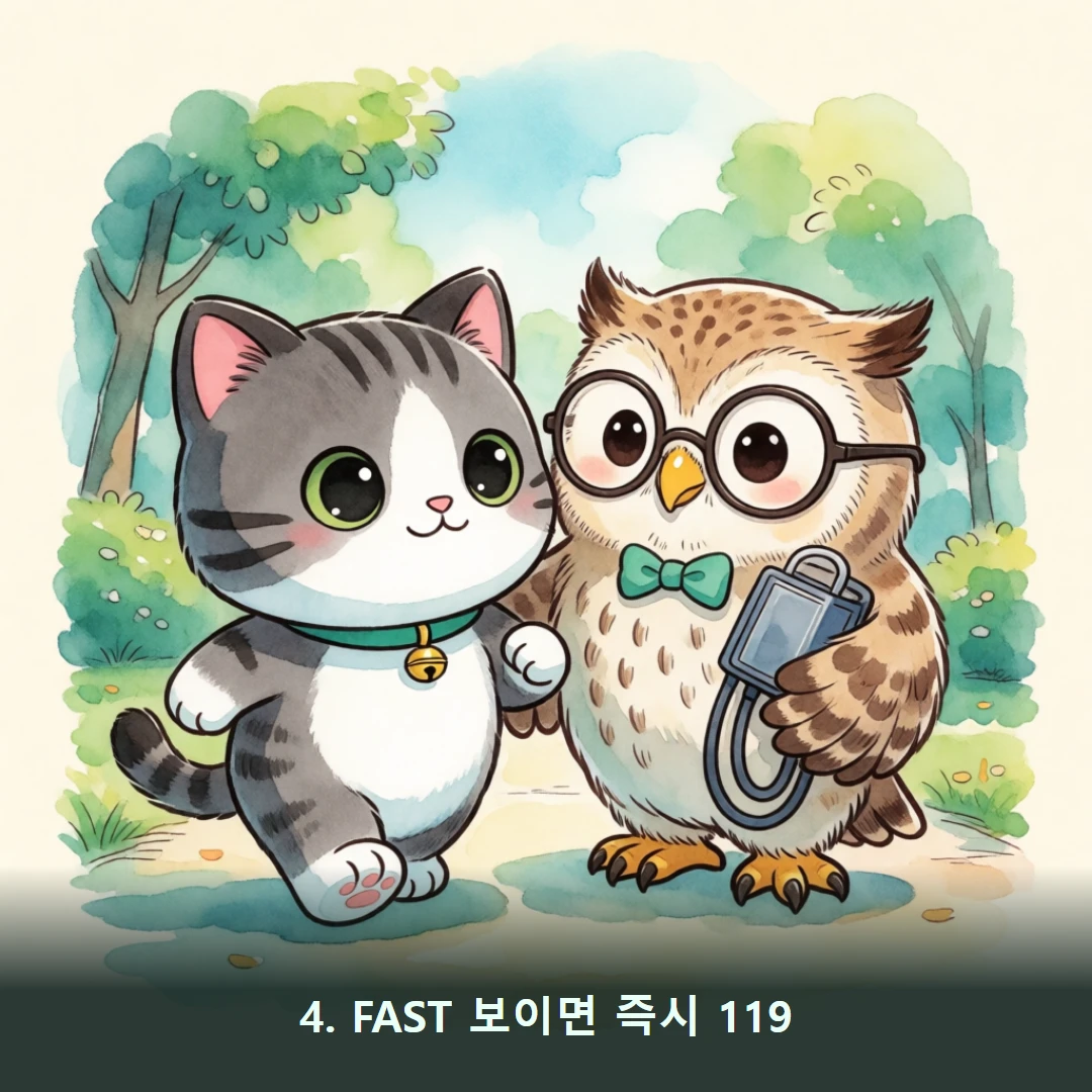 웹툰 4컷 — 4. FAST 보이면 즉시 119