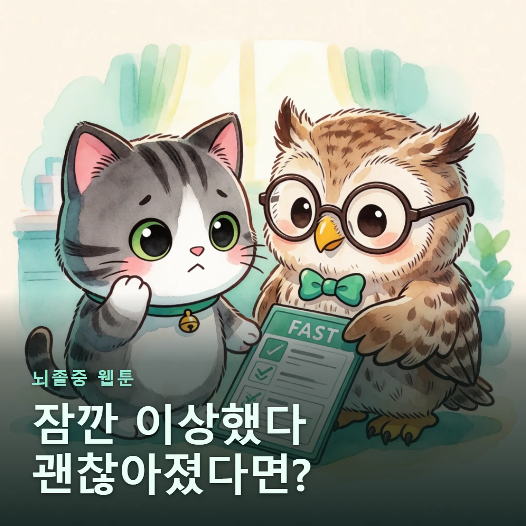 뇌졸중 웹툰 표지 — 잠깐 이상했다 괜찮아졌다면?