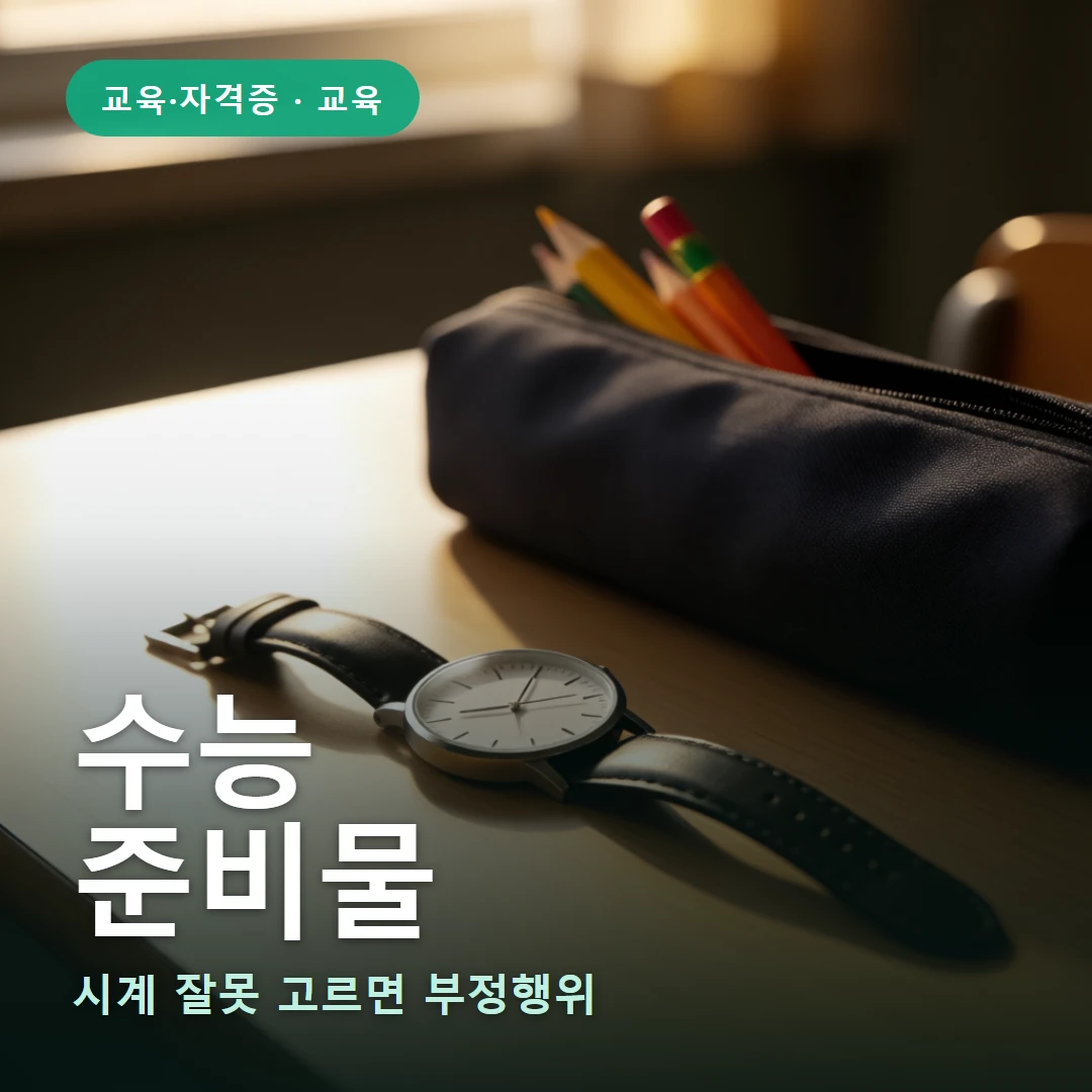 수능 요약 표지 — 시계 잘못 고르면 부정행위