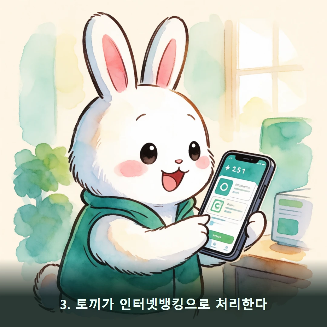 웹툰 3컷 — 3. 토끼가 인터넷뱅킹으로 처리한다