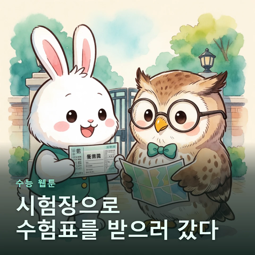 수능 웹툰 표지 — 시험장으로 수험표를 받으러 갔다