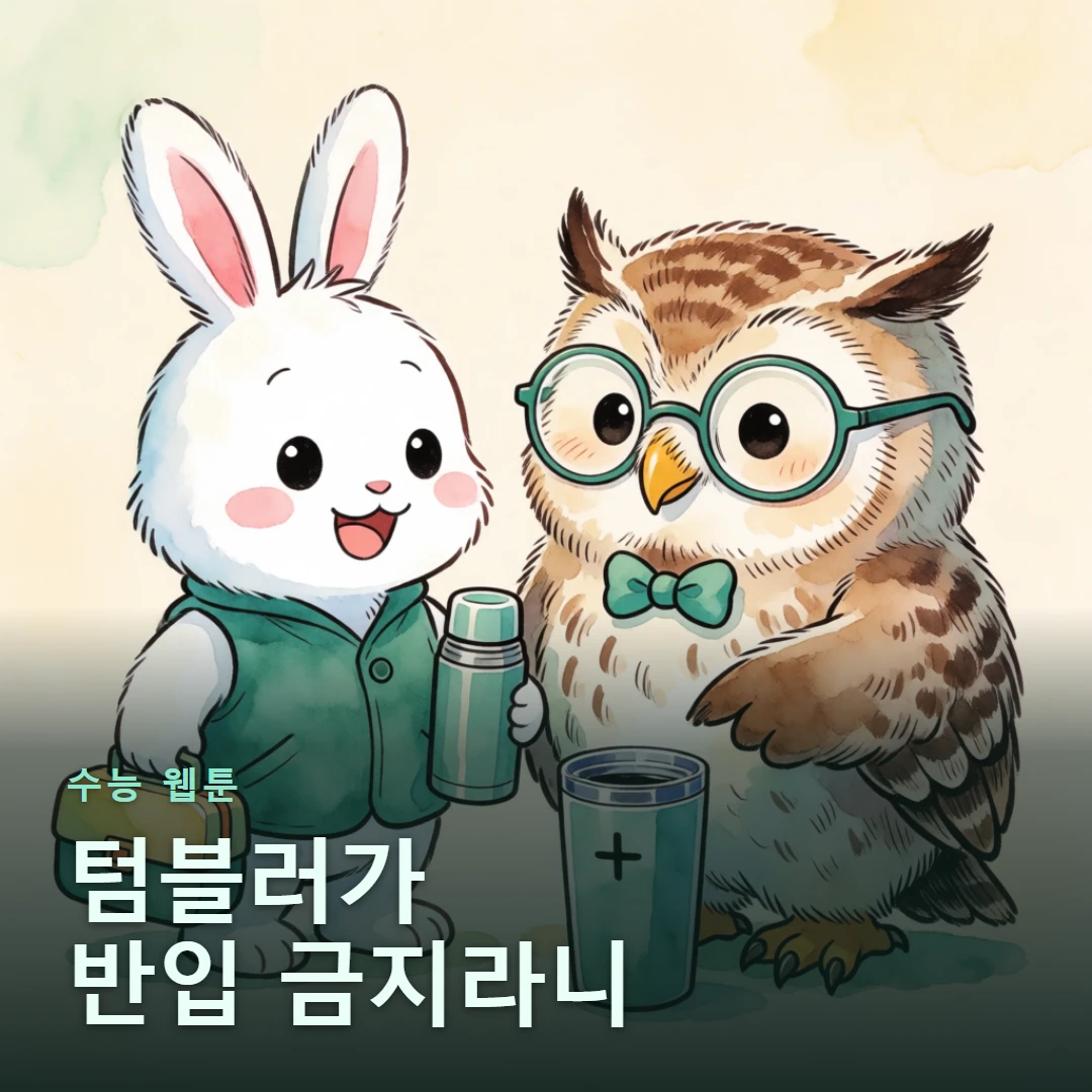 수능 웹툰 표지 — 텀블러가 반입 금지라니