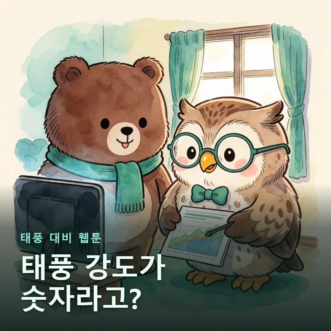 태풍 대비 웹툰 표지 — 태풍 강도가 숫자라고?
