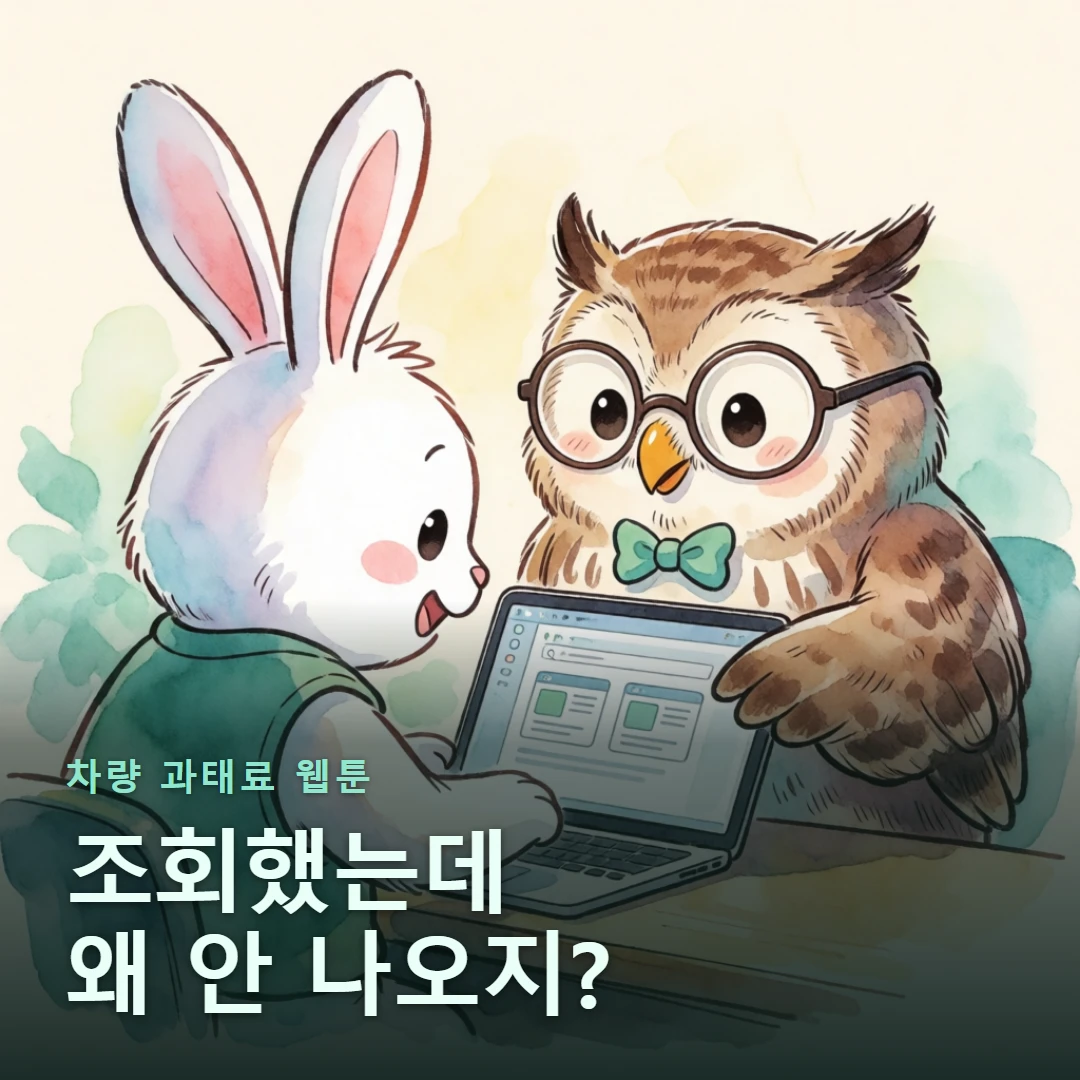 차량 과태료 웹툰 표지 — 조회했는데 왜 안 나오지?