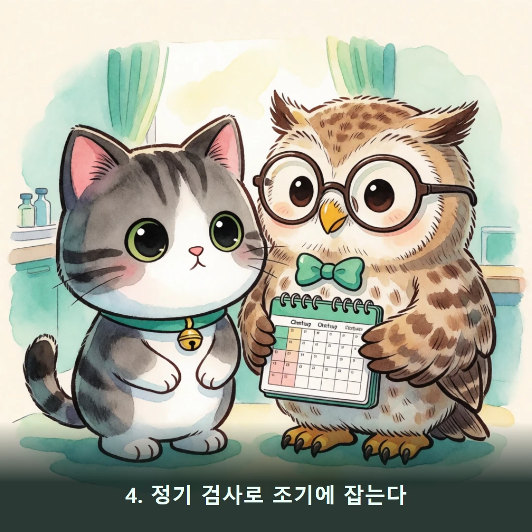 웹툰 4컷 — 4. 정기 검사로 조기에 잡는다