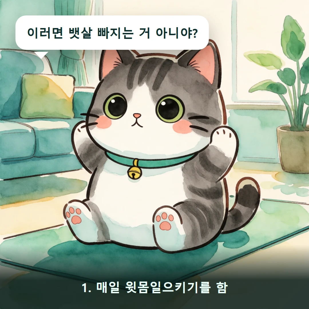 웹툰 1컷 — 1. 매일 윗몸일으키기를 함 (이러면 뱃살 빠지는 거 아니야?)