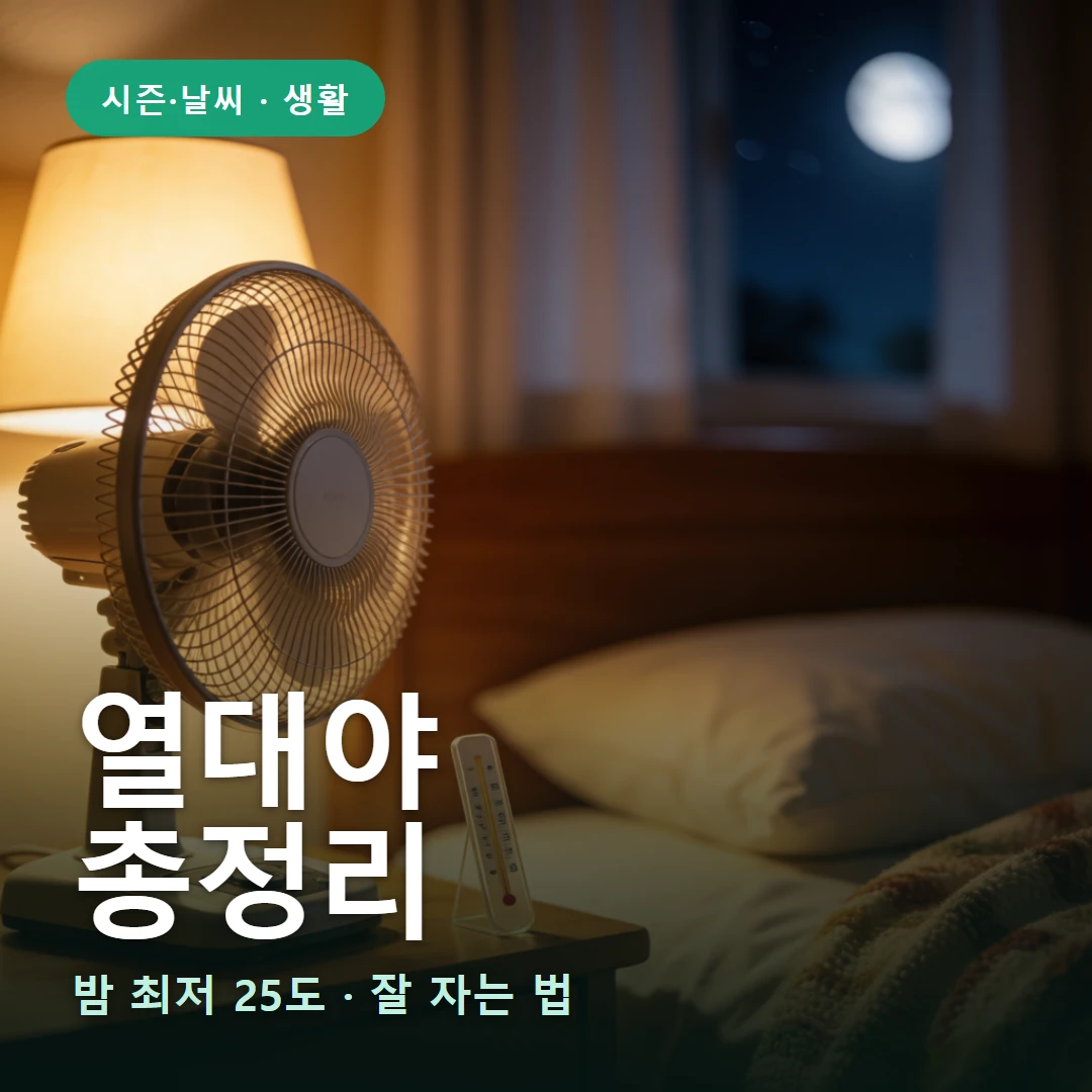 열대야 요약 표지 — 밤 최저 25도 · 잘 자는 법